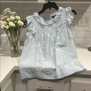 J. Crew Light Blue Ruffle Blouse